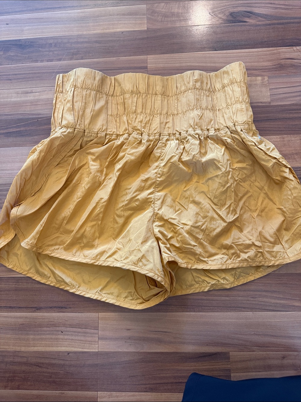 FP Movement by Free People Mustard High-Waist Smocked Shorts